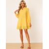 imageAllegra K Boho Dress for Womens Lace Button Front Mini Shirt DressYellow