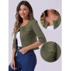 imageAllegra K Denim Jacket for Womens Collarless 2024 Cardigan 34 Sleeve Crop Jean JacketsArmy Green