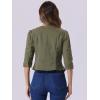 imageAllegra K Denim Jacket for Womens Collarless 2024 Cardigan 34 Sleeve Crop Jean JacketsArmy Green