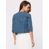 imageAllegra K Denim Jacket for Womens Collarless 2024 Cardigan 34 Sleeve Crop Jean JacketsBlue