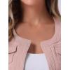 imageAllegra K Denim Jacket for Womens Collarless 2024 Cardigan 34 Sleeve Crop Jean JacketsPink