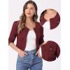 imageAllegra K Denim Jacket for Womens Collarless 2024 Cardigan 34 Sleeve Crop Jean JacketsPurple Red