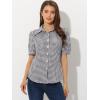 imageAllegra K Plaid Blouse for Womens Bow Tie Neck Puff Short Sleeve Gingham Shirt Top