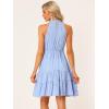 imageAllegra K Sleeveless Dress for Womens Plaid Halter Neck Belted Summer Dresses