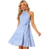 imageAllegra K Sleeveless Dress for Womens Plaid Halter Neck Belted Summer Dresses