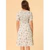 imageAllegra K Womens 2023 Summer Floral Square Neck Short Sleeve Midi Aline DressBeige