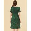 imageAllegra K Womens 2023 Summer Floral Square Neck Short Sleeve Midi Aline DressGreen