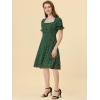 imageAllegra K Womens 2023 Summer Floral Square Neck Short Sleeve Midi Aline DressGreen