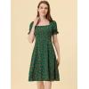 imageAllegra K Womens 2023 Summer Floral Square Neck Short Sleeve Midi Aline DressGreen