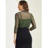 imageAllegra K Womens 34 Sleeve Sheer Mesh Shrug Open Front Cropped Bolero CardiganArmy Green