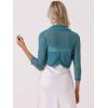 imageAllegra K Womens 34 Sleeve Sheer Mesh Shrug Open Front Cropped Bolero CardiganBlue