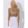 imageAllegra K Womens 34 Sleeve Sheer Mesh Shrug Open Front Cropped Bolero CardiganDark Khaki