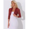 imageAllegra K Womens 34 Sleeve Sheer Mesh Shrug Open Front Cropped Bolero CardiganDeep Red