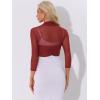 imageAllegra K Womens 34 Sleeve Sheer Mesh Shrug Open Front Cropped Bolero CardiganDeep Red