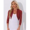 imageAllegra K Womens 34 Sleeve Sheer Mesh Shrug Open Front Cropped Bolero CardiganDeep Red