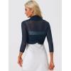 imageAllegra K Womens 34 Sleeve Sheer Mesh Shrug Open Front Cropped Bolero CardiganNavy Blue