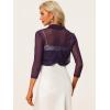 imageAllegra K Womens 34 Sleeve Sheer Mesh Shrug Open Front Cropped Bolero CardiganPurple