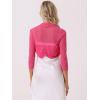 imageAllegra K Womens 34 Sleeve Sheer Mesh Shrug Open Front Cropped Bolero CardiganRose Red