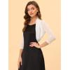 imageAllegra K Womens 34 Sleeve Sheer Mesh Shrug Open Front Cropped Bolero CardiganWhite