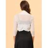 imageAllegra K Womens 34 Sleeve Sheer Mesh Shrug Open Front Cropped Bolero CardiganWhite
