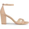 imageAllegra K Womens Buckle Ankle Strap High Chunky Heels SandalsNude