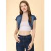 imageAllegra K Womens Crop Denim Jacket Casual Denim Cardigan Cap Sleeve Summer Outfits Jean Jacket ShrugBlue