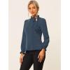 imageAllegra K Womens Elegant Long Sleeve Blouse Ruffle Tie Neck Business Work TopDark Blue