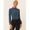 imageAllegra K Womens Elegant Long Sleeve Blouse Ruffle Tie Neck Business Work TopDark Blue