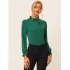 imageAllegra K Womens Elegant Long Sleeve Blouse Ruffle Tie Neck Business Work TopDark Green