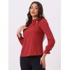 imageAllegra K Womens Elegant Long Sleeve Blouse Ruffle Tie Neck Business Work TopDark Red