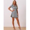 imageAllegra K Womens Gingham Checks Ruffled Peter Pan Collar 1960s Mini DressBlack White
