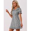 imageAllegra K Womens Gingham Checks Ruffled Peter Pan Collar 1960s Mini DressBlack White