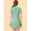 imageAllegra K Womens Gingham Checks Ruffled Peter Pan Collar 1960s Mini DressBlue Yellow
