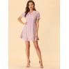 imageAllegra K Womens Gingham Checks Ruffled Peter Pan Collar 1960s Mini DressDusty Pink