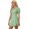 imageAllegra K Womens Gingham Checks Ruffled Peter Pan Collar 1960s Mini DressGreen White