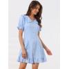 imageAllegra K Womens Gingham Checks Ruffled Peter Pan Collar 1960s Mini DressLight Blue