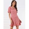 imageAllegra K Womens Gingham Checks Ruffled Peter Pan Collar 1960s Mini DressRed