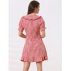 imageAllegra K Womens Gingham Checks Ruffled Peter Pan Collar 1960s Mini DressRed
