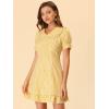 imageAllegra K Womens Gingham Checks Ruffled Peter Pan Collar 1960s Mini DressYellow