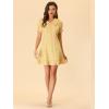 imageAllegra K Womens Gingham Checks Ruffled Peter Pan Collar 1960s Mini DressYellow