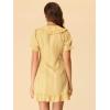 imageAllegra K Womens Gingham Checks Ruffled Peter Pan Collar 1960s Mini DressYellow