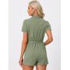 imageAllegra K Womens Short Jumpsuit Short Sleeve Tie Waist 100 Cotton Cargo Jumpsuit with PocketsArmy Green