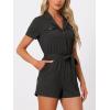 imageAllegra K Womens Short Jumpsuit Short Sleeve Tie Waist 100 Cotton Cargo Jumpsuit with PocketsBlack