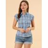 imageAllegra K Womens Summer Plaid Tops Casual Short Sleeves Western Button Down ShirtBlue