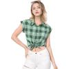 imageAllegra K Womens Summer Plaid Tops Casual Short Sleeves Western Button Down ShirtGreen