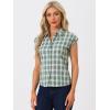 imageAllegra K Womens Summer Plaid Tops Casual Short Sleeves Western Button Down ShirtGreen White