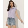 imageAllegra K Womens Summer Plaid Tops Casual Short Sleeves Western Button Down ShirtLilac