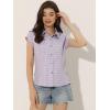 imageAllegra K Womens Summer Plaid Tops Casual Short Sleeves Western Button Down ShirtLilac
