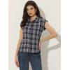 imageAllegra K Womens Summer Plaid Tops Casual Short Sleeves Western Button Down ShirtNavy Blue