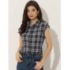 imageAllegra K Womens Summer Plaid Tops Casual Short Sleeves Western Button Down ShirtNavy Blue